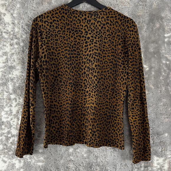 Compagnie 00292 Club Spantie Size M Cheetah Print Casual Top Long Sleeve - Picture 3 of 6